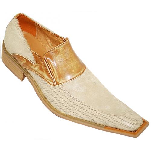 Fiesso Camel With Pony Hair Genuine Leather Loafers FI6071